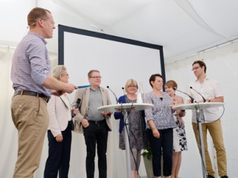 Från vänster Fredrik Hed, Ingela Fehrman-Ekholm, Dag Larsson, Elisabeth Wallenius, Marie Morell, Penilla Gunther och Anders Blanck.