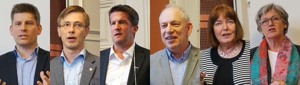 Fr v: Douglas Lundin, Fredtik Löndahl, Ilija Batljan, Per Carlsson, Ingrid Burman, Cristina Husmark-Pehrsson