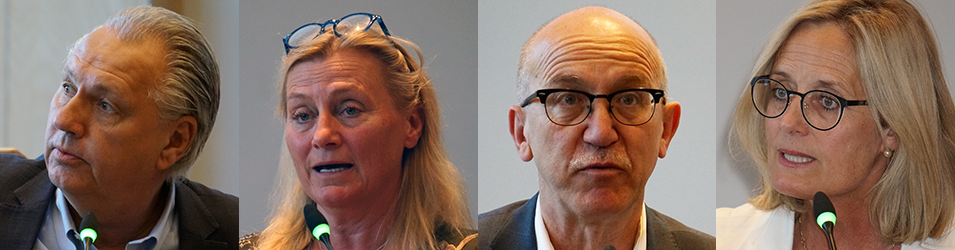 Klas Kärre - ordförande i Cancerfondens forskningsnämnd, Yvonne Thomson - sr public affairs manager på Janssen, Anders Henriksson - vice ordförande i SKL och ledamot i styrgruppen för e-hälsa 2025, Agneta Karlsson - statssekreterare på Socialdepartementet och ordförande i styrgruppen för e-hälsa 2025.