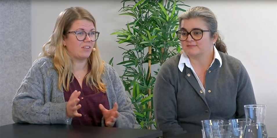 Sandra Funning Schedin, ansvarig för kliniska prövningar inom företaget Roche, och Elham Hedayati, docent och överläkare vid Karolinska Institutet och Karolinska universitetssjukhuset.