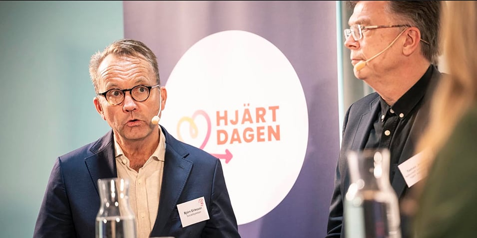 Björn Eriksson, generaldirektör Socialstyrelsen, och Tomas Jernberg, ordförande programområde hjärt-kärlsjukdomar.