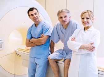 Doctors with a patient.